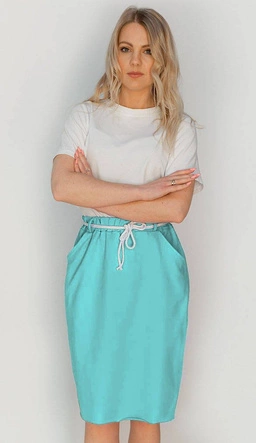 DRESOWA SPÓDNICA Z KIESZENIAMI BŁĘKITNA (592ART)