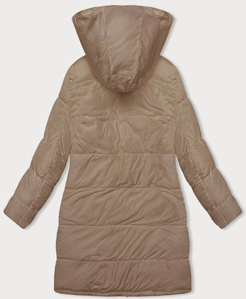 Gruba dwustronna kurtka zimowa damska czarny-beż (V768g)