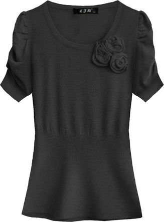 SWETER Z BUFIASTYMI RĘKAWAMI CZARNY (1576)