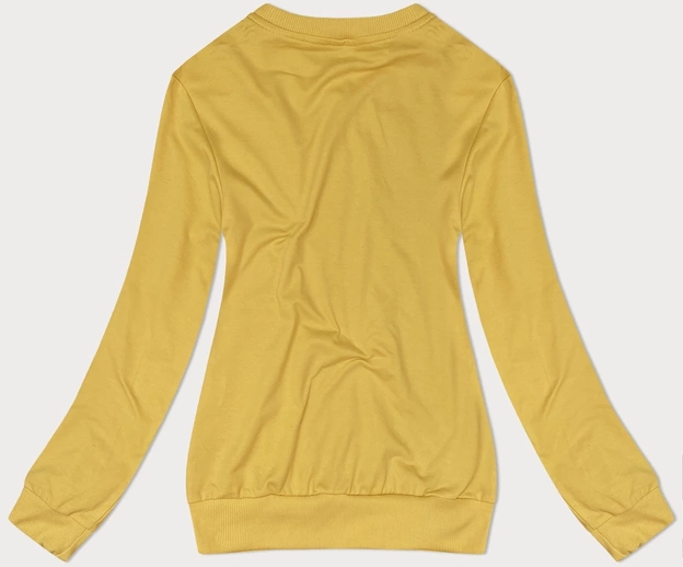 Cienka bluza dresowa damska ze ściągaczami żółta (68W05-117)