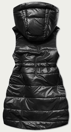 BŁYSZCZĄCA KAMIZELKA Z KAPTUREM CZARNA (B9732-1)