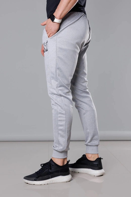 Spodnie dresowe z nadrukiem męskie jasne szare (8K178-2)