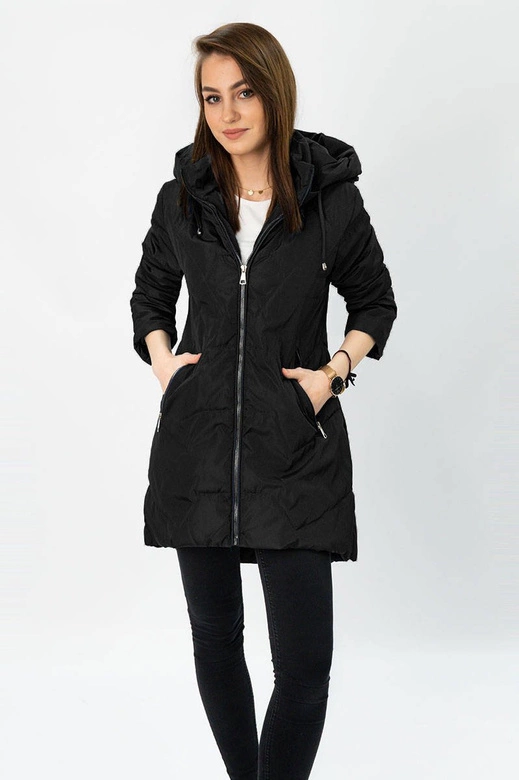 ASYMETRYCZNA KURTKA TRAPEZOWA CZARNA (958)