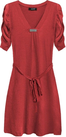 SWETERKOWA SUKIENKA CZERWONA (X1109X)