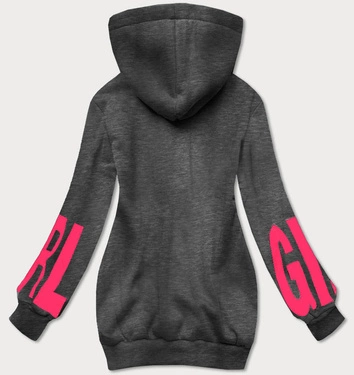 Bluza dresowa damska z nadrukiem szara ciemna (26034)