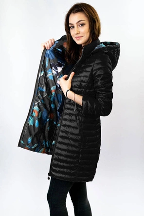 DŁUŻSZA KURTKA DAMSKA PIKOWANA CZARNA (7178)