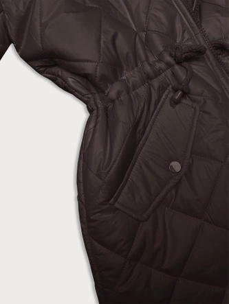 Dwustronna kurtka damska pikowana - futro brązowa (H-897-23)