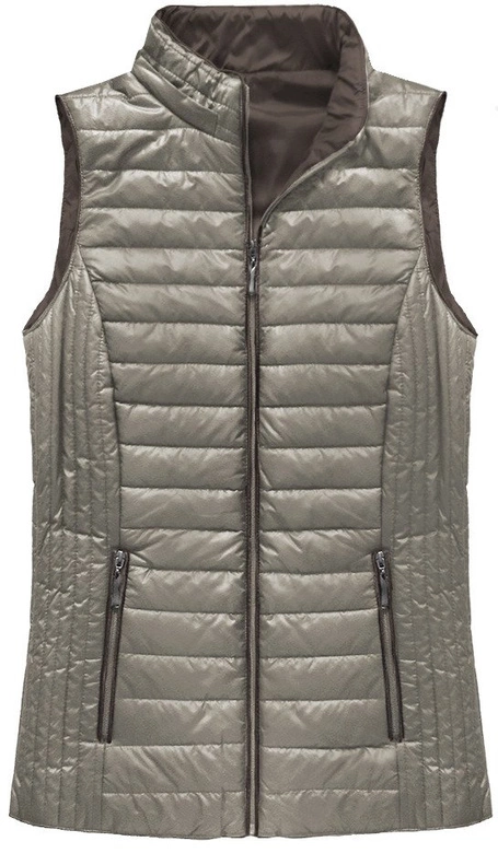 PIKOWANY BEZRĘKAWNIK Z KAPTUREM CAPPUCCINO (B1067-30)