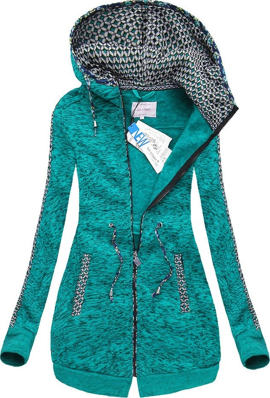 CIEPŁA BLUZA Z KAPTUREM MORSKA (LX103)
