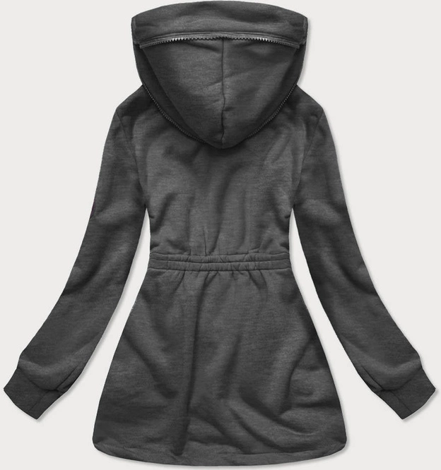 DŁUGA DAMSKA BLUZA ROZPINANA GRAFITOWA (AMG708)