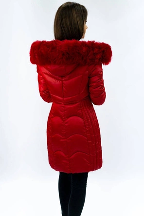 PIKOWANA KURTKA ZIMOWA DAMSKA CZERWONA (C918)