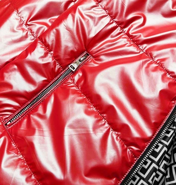 Dwustronna kurtka damska z kapturem czerwona (br9795-4)