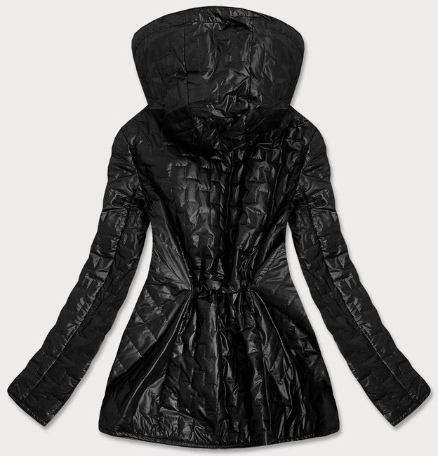 KURTKA DAMSKA Z OZDOBNYMI WSTAWKAMI CZARNA (MM50)