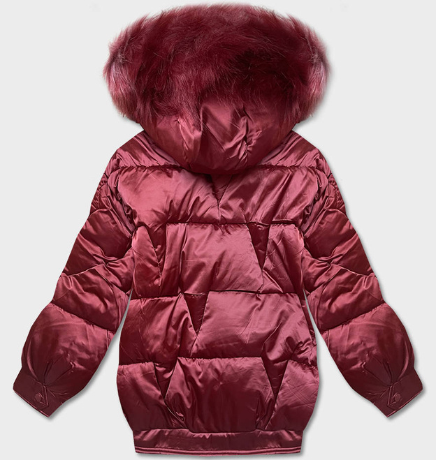 Krótka kurtka oversize bordowa (H-1109-25)