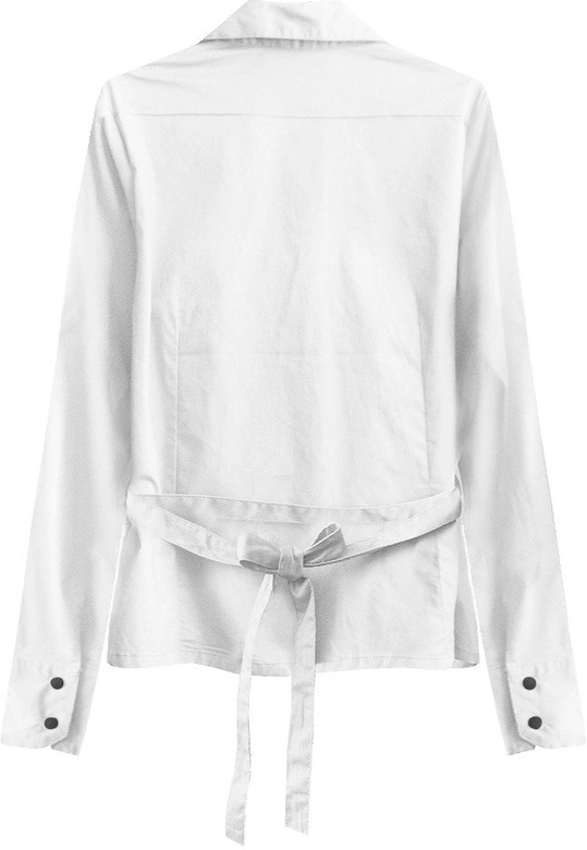 BAWEŁNIANA KOSZULA Z PASKIEM BIAŁA (1017)