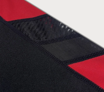 Legginsy sportowe z wstawkami wzdłuż nogawek czarno-czerwone (Y6841)