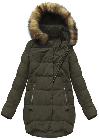KURTKA Z PUCHEM NATURALNYM KHAKI (8071)