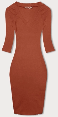 Dopasowana sukienka w prążki pomarańczowa (5579-20)