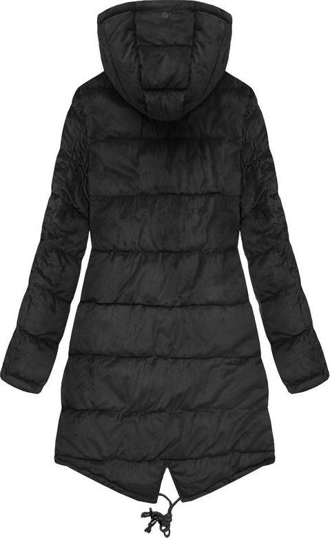 DWUSTRONNA DAMSKA PARKA ZIMOWA WELUROWA CZARNA (7911)