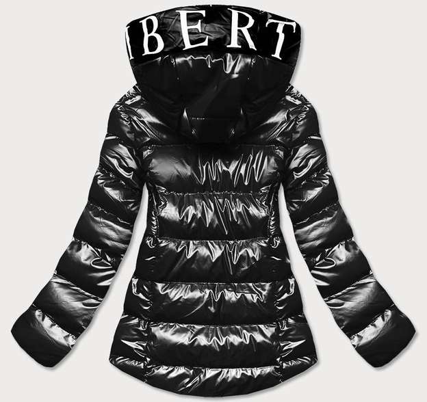Metaliczna kurtka damska z kapturem czarna (xw808x)