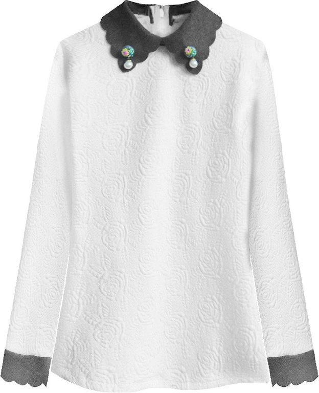 BLUZKA W TŁOCZONY WZÓR BIAŁA (424ART)