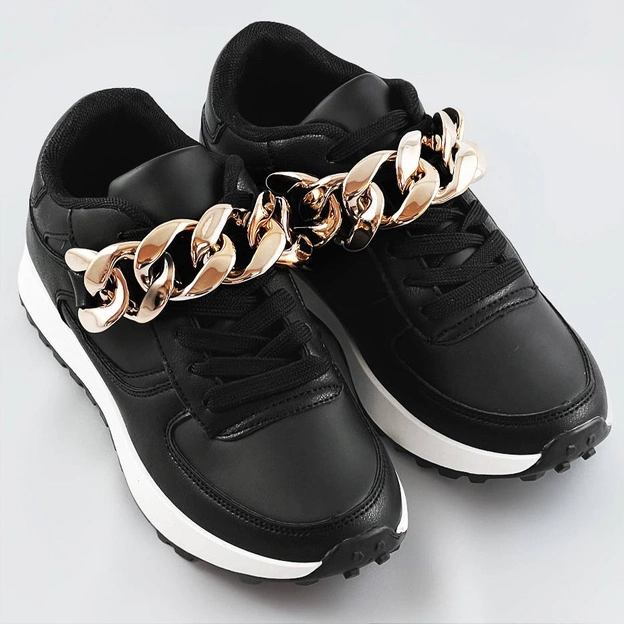 SNEAKERSY Z ŁAŃCUCHEM CZARNE (6368)