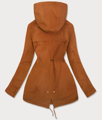 DAMSKA KURTKA Z PODSZEWKĄ W PASKI KARMELOWA (W661)