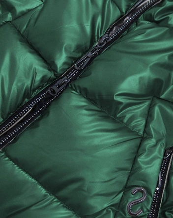 TRAPEZOWA ZIMOWA KURTKA DAMSKA ZIELONA (B9559-10)