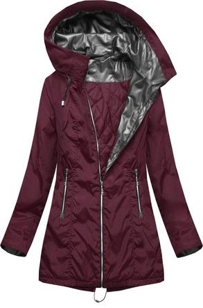 DŁUŻSZA KURTKA Z KAPTUREM BORDOWA (B9515)