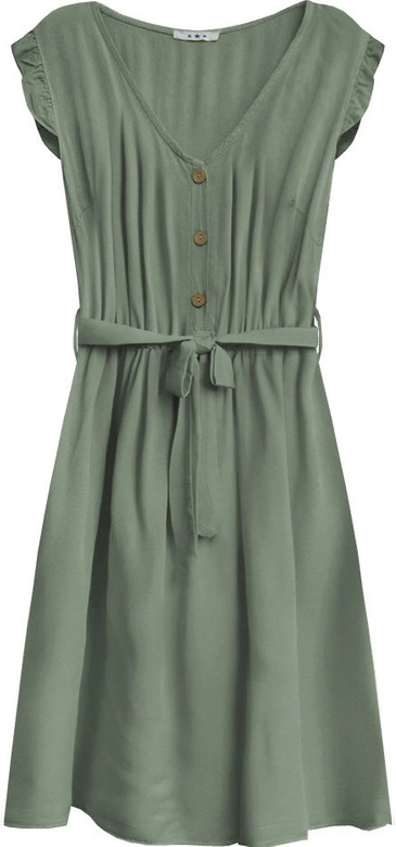 SUKIENKA MIDI Z GUZIKAMI SZAROZIELONA (395ART)