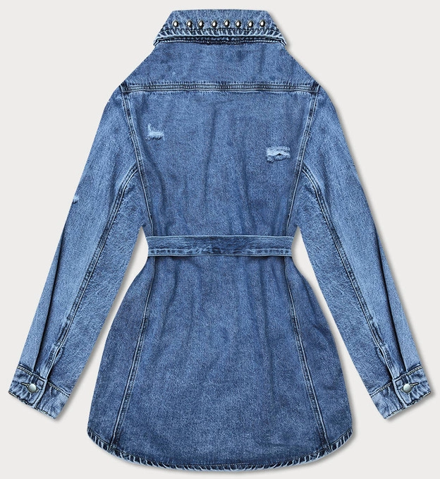 Jeansowa kurtka damska oversize niebieska (M6957)