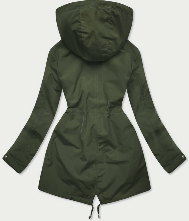 Dwustronna kurtka parka damska khaki-brązowa (xw581bigx)