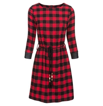 FLANELOWA TUNIKA W KRATĘ CZARNO-CZERWONA (1617-5)