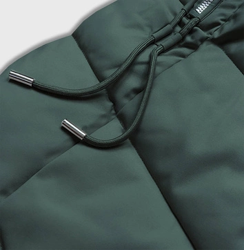 DŁUGA KLASYCZNA KURTKA ZIMOWA DAMSKA ZIELONA (B8075-10)