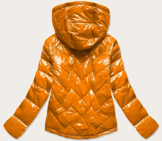 Pikowana kurtka damska z kapturem żółta (b9541)