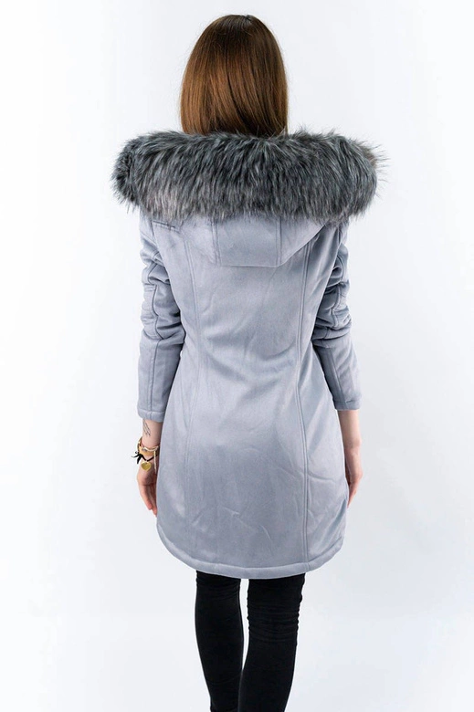 ZAMSZOWA DAMSKA KURTKA ZIMOWA Z KAPTUREM WRZOSOWA (6516)