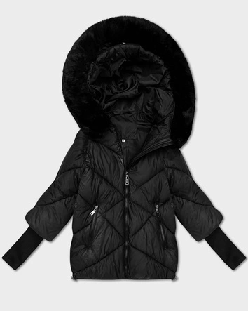 Lekka luźna kurtka damska z kapturem Minority czarna (M6-6031-1)