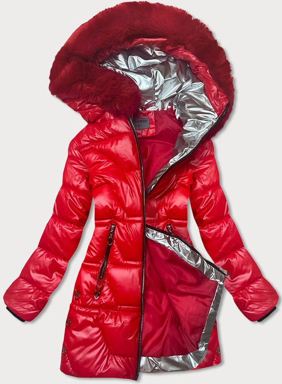 METALICZNA KURTKA ZIMOWA DAMSKA CZERWONA (B9731-4)
