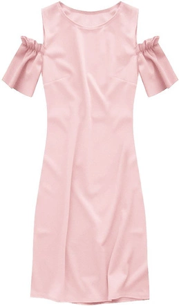 SUKIENKA Z OPUSZCZONYMI RĘKAWKAMI PUDROWY RÓŻ (106ART)