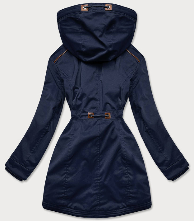 ZIMOWA PARKA DAMSKA Z WSTAWKAMI Z EKOSKÓRY GRANATOWA (M-21A93)