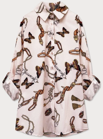 BLUZKA KOSZULOWA Z DŁUGIM RĘKAWEM BLADY RÓŻ (20075/1)