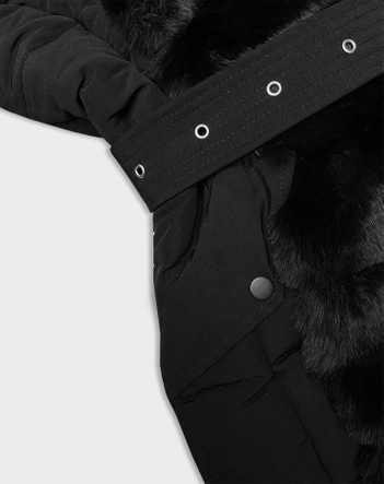 Zimowa kurtka damska z futrem J Style czarna (11Z8096)