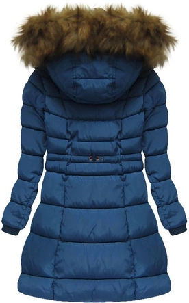 PIKOWANA KURTKA Z KAPTUREM CIEMNONIEBIESKA (W703)