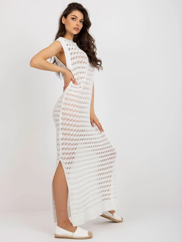 Ażurowa sukienka na plażę biała (9003)