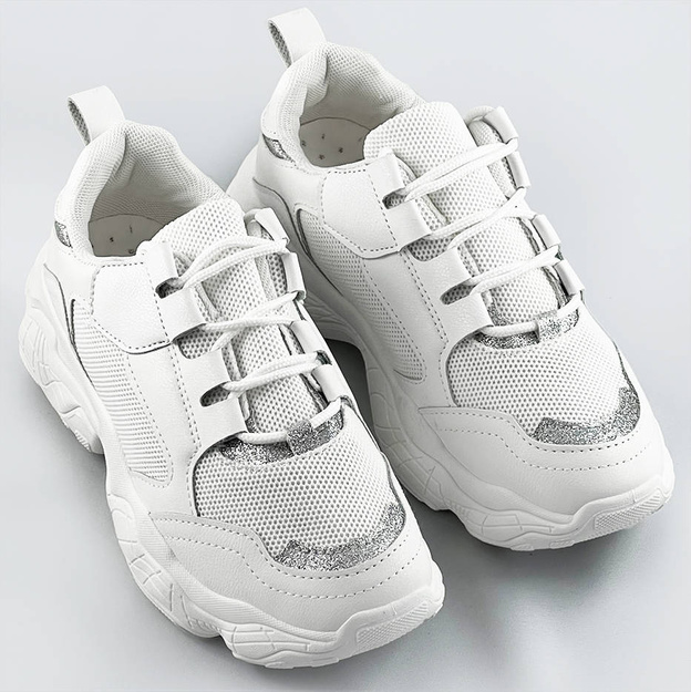 Sznurowane sneakersy damskie białe (172)
