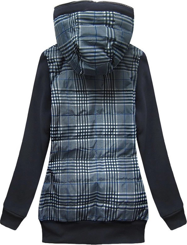 BLUZA Z ŁĄCZONYCH MATERIAŁÓW GRANATOWA (631)