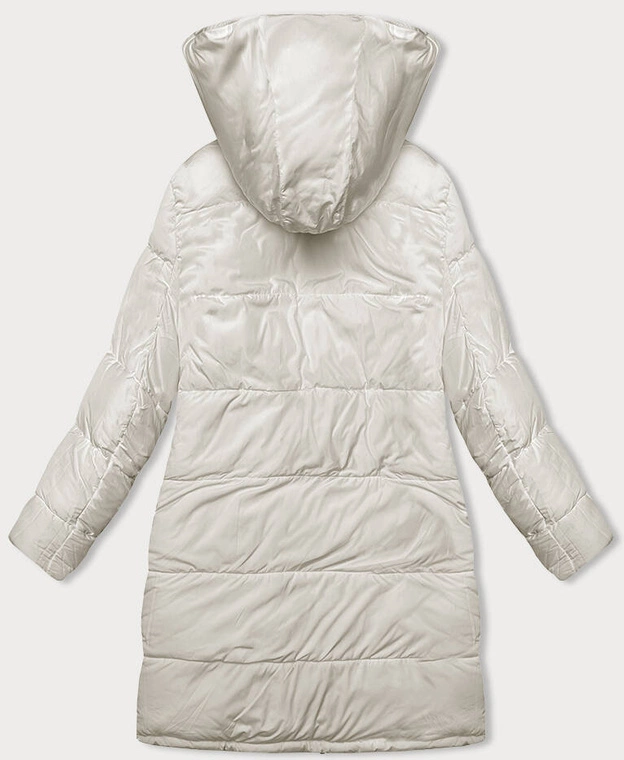 Gruba dwustronna kurtka zimowa damska czarny-ecru (V767)