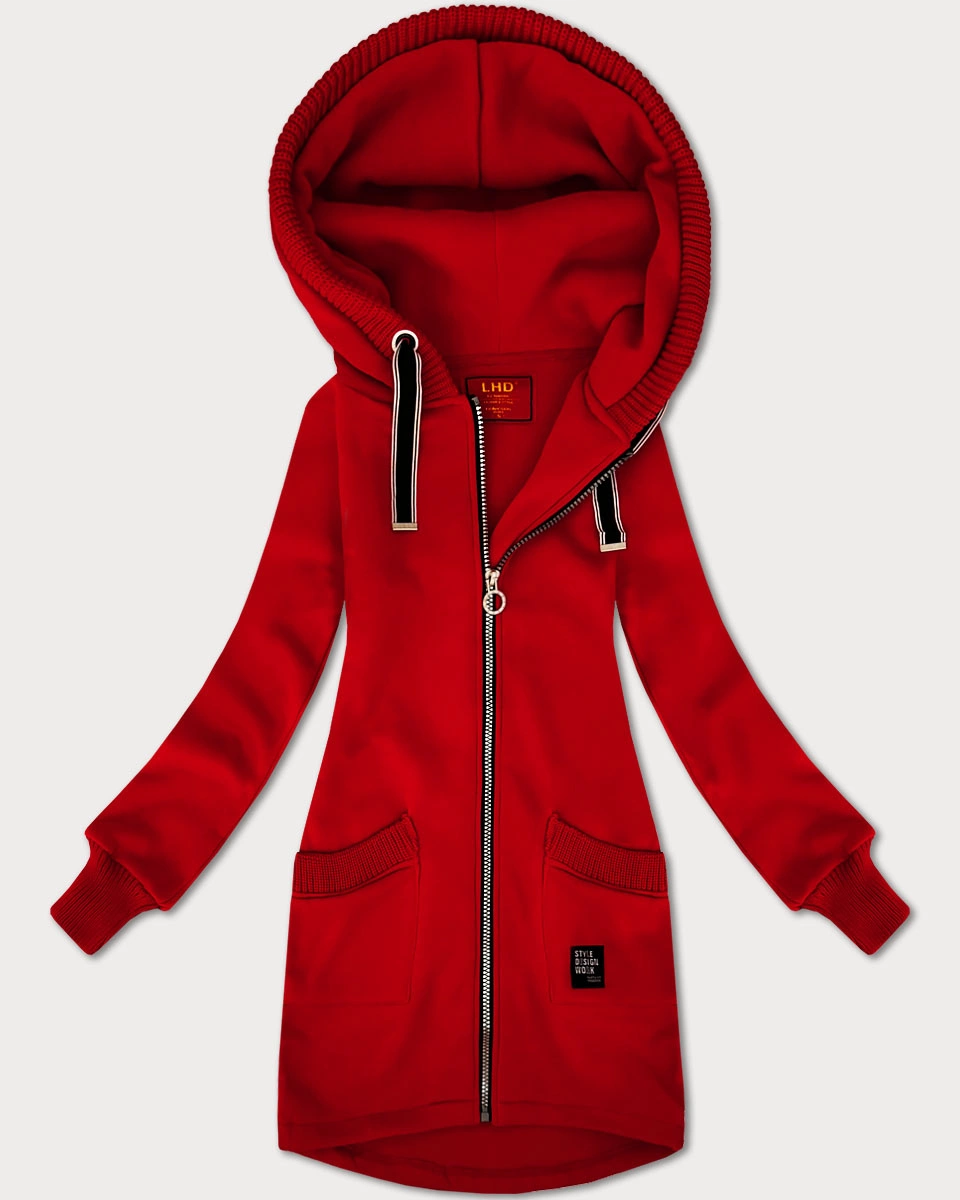 Damska bluza ze swetrowymi wstawkami LHD czerwona (AMG-172A)