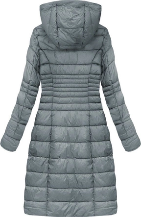 DAMSKA PIKOWANA KURTKA ZIMOWA Z KAPTUREM SZARA (7762BIG)