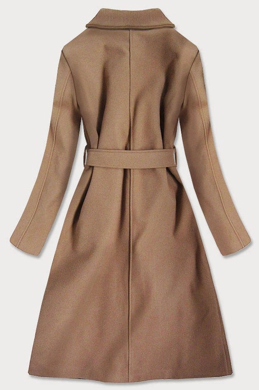 WIĄZANY PŁASZCZ Z KOŁNIERZEM BRĄZOWY (626ART)